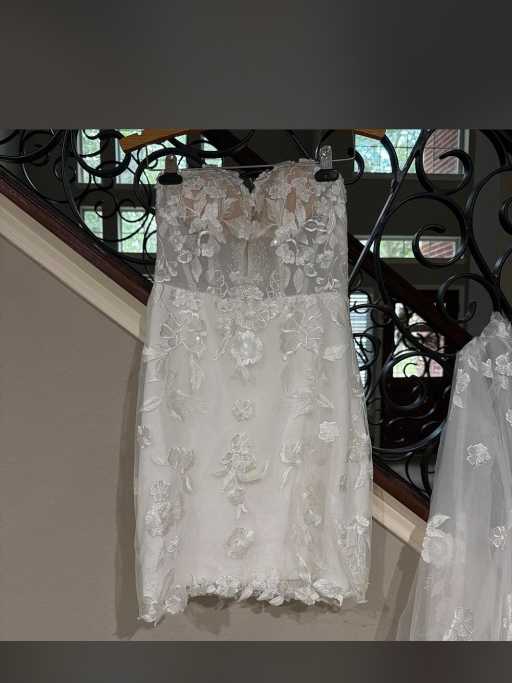 Strapless White Lace Appliqué Mini Dress